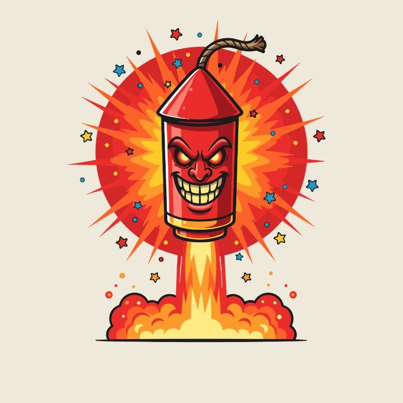 Laughing rocket in the fire