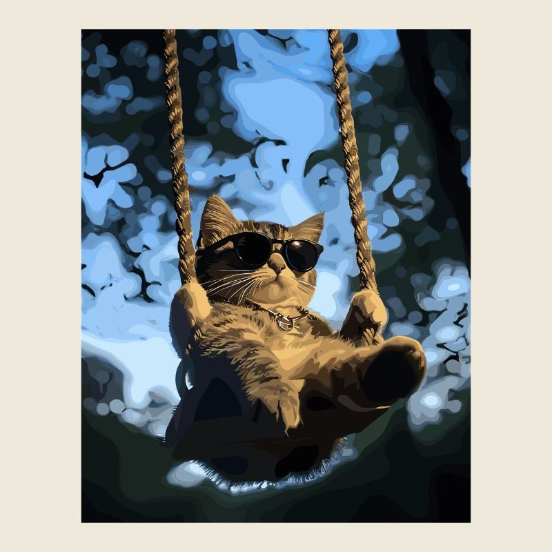 Cat swinging in the sunlight
