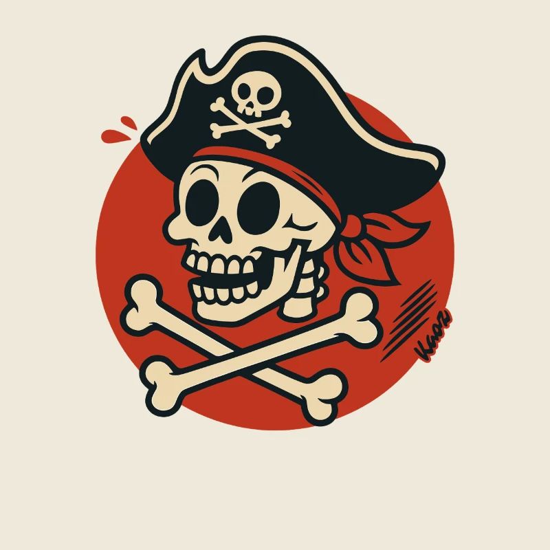 Dessin animé du Crâne de Pirate Illustration rétro