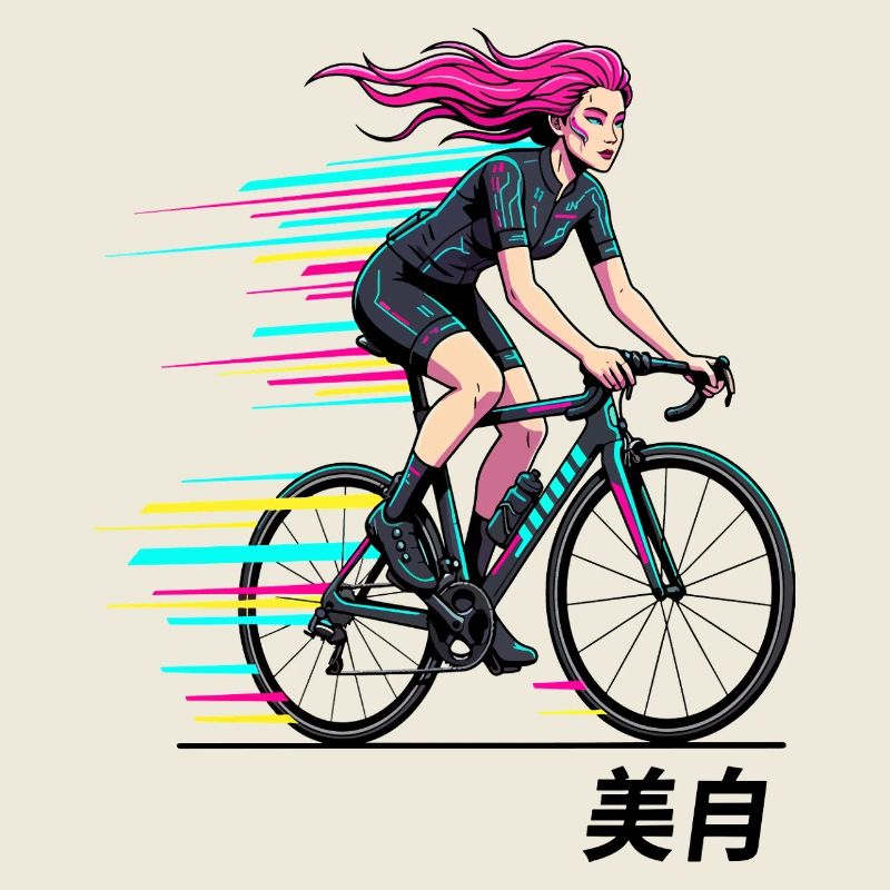 Cycliste sprint néon