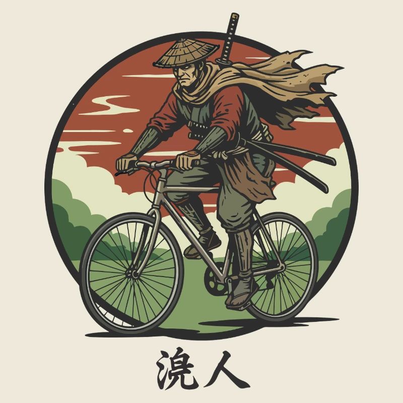 Un cycliste samouraï à vélo