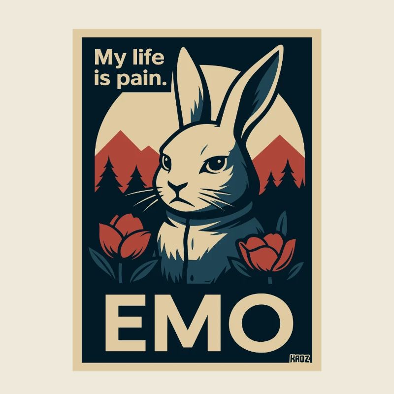 Emo bunny avec le lettrage My Life is Pain