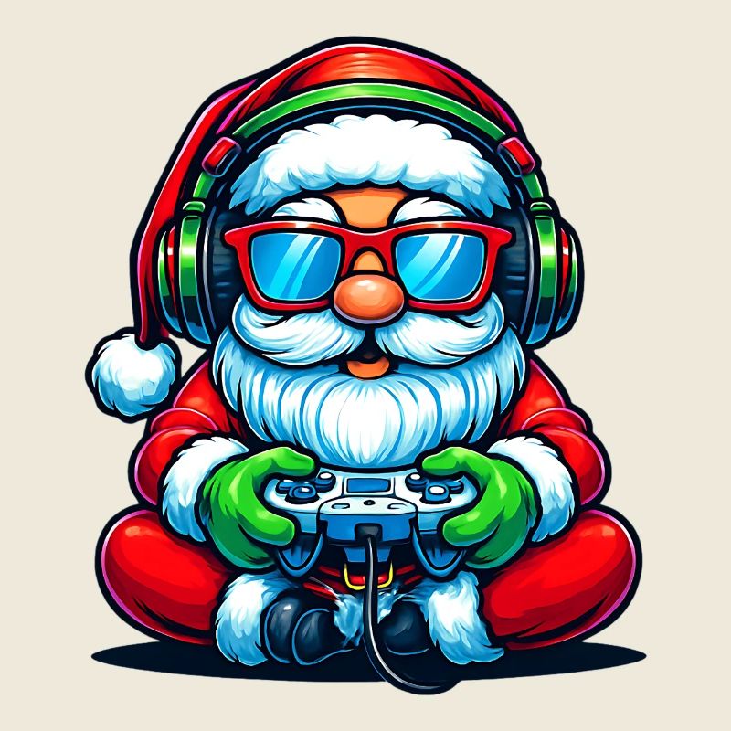 Gamer Weihnachtsmann Spielt Videospiel-Controller