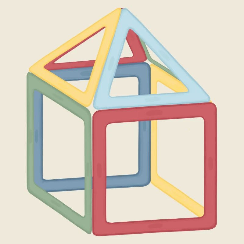 Colorful Cube Block Composition