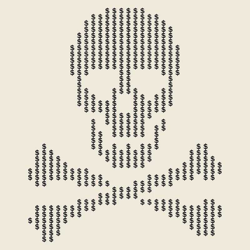 Points de dollar en forme de crâne en os croisés