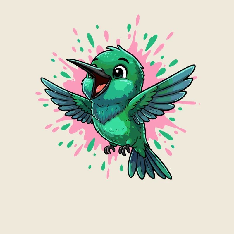Colibri coloré avec éclaboussures de couleur