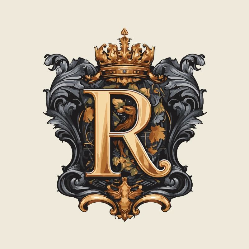 R Buchstabe Name Krone