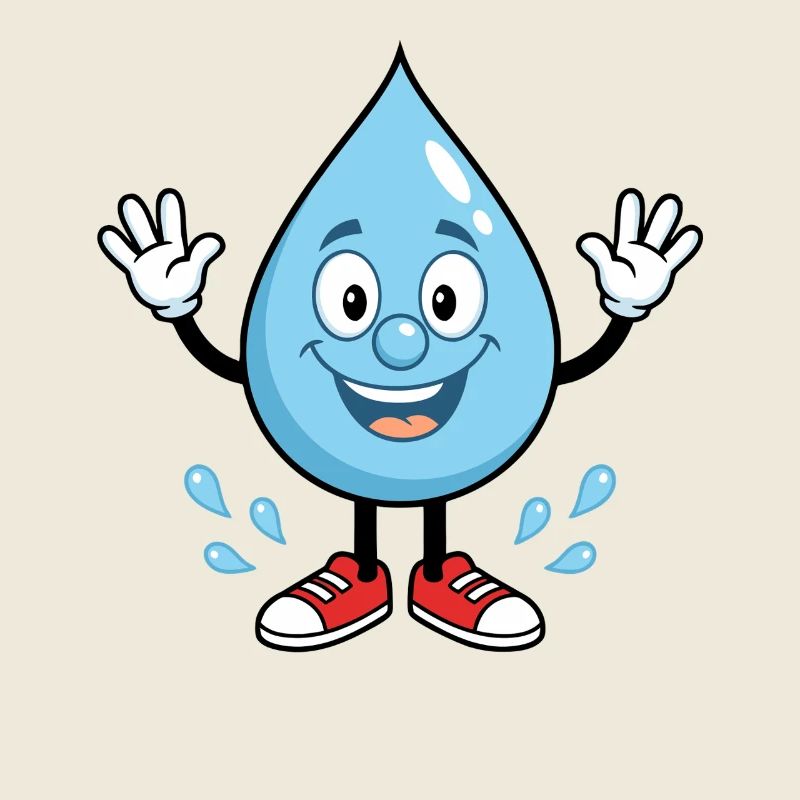 Fröhlicher Wassertropfen mit Sneakers