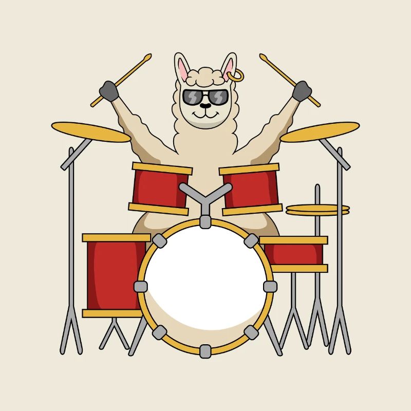 Dessin animé du batteur Llama Cool