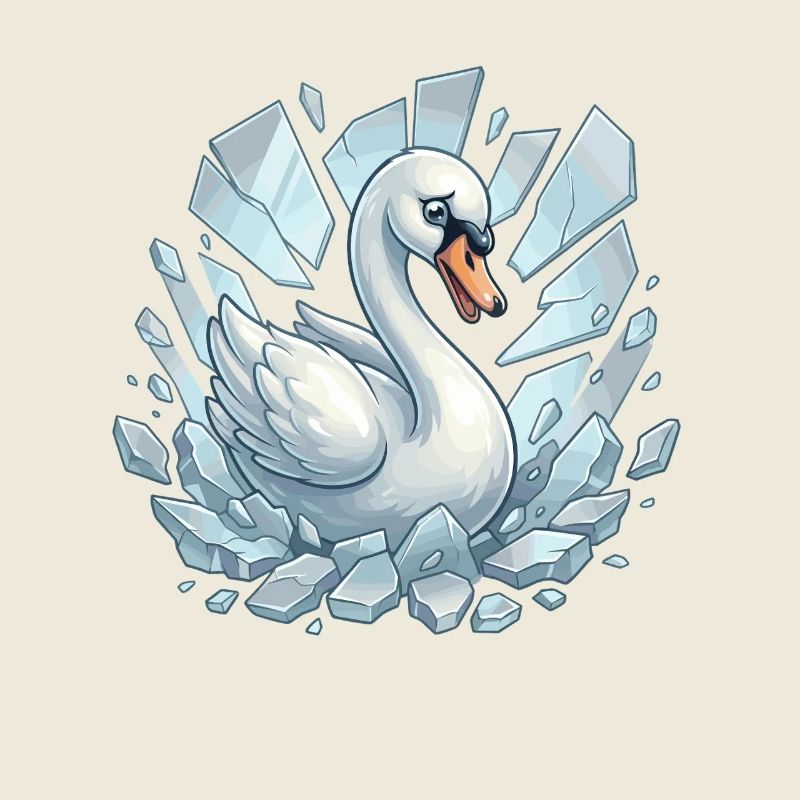 Schwan bricht durchs Eis