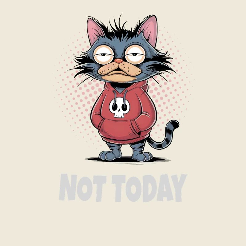Tired Cat Not Today – Cat Humor
