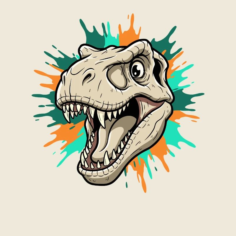 T-Rex Kopf mit Farbspritzern