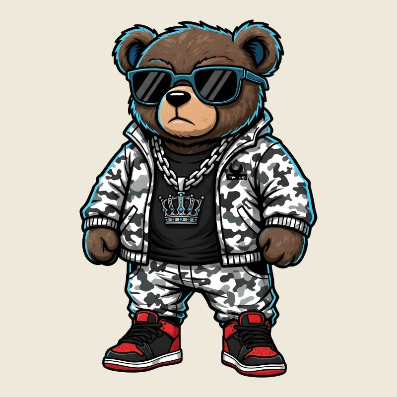 Sweat à capuche Cool Bear en Pull Camouflage
