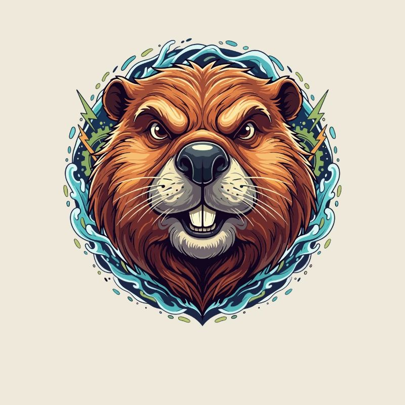 Glowing beaver in the neon ring