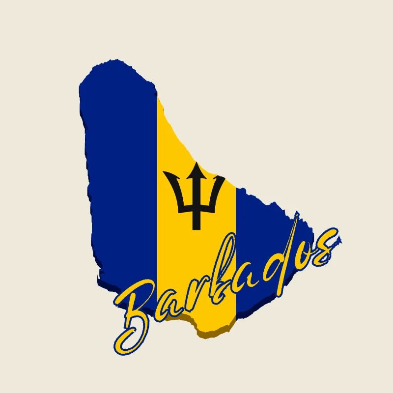 Carte du drapeau de la Barbade, j’adore la Barbade