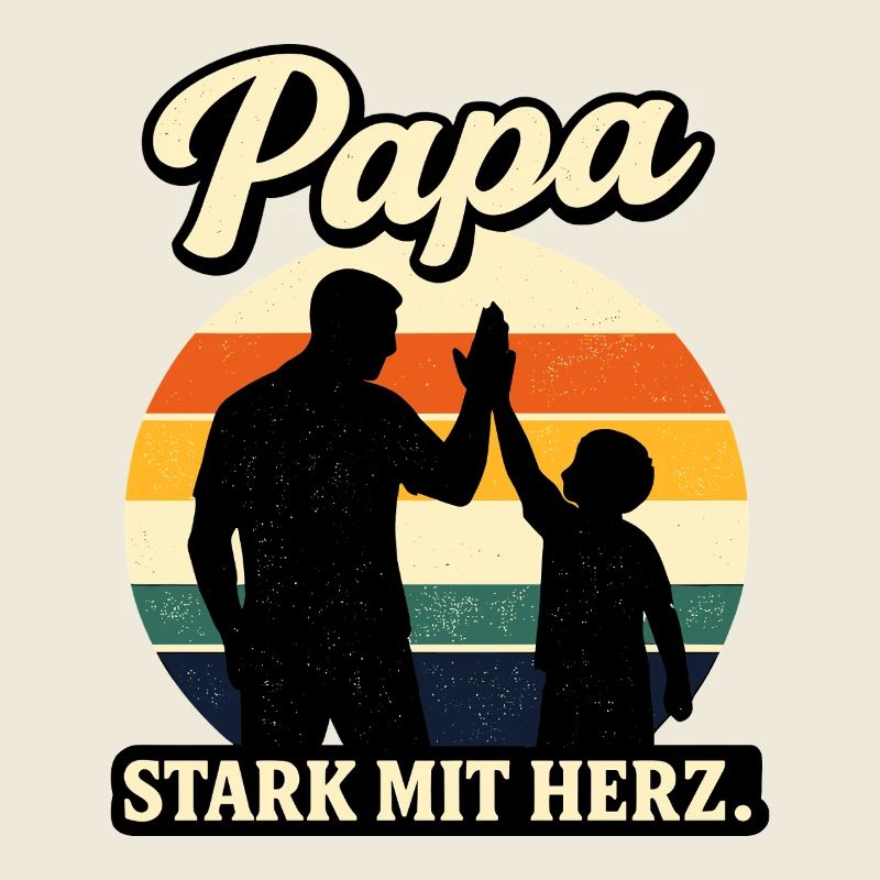 Papa Stark mit Herz Vater Kind Retro Motiv