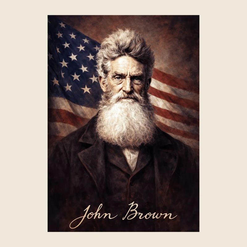 Portrait de John Brown avec drapeau américain