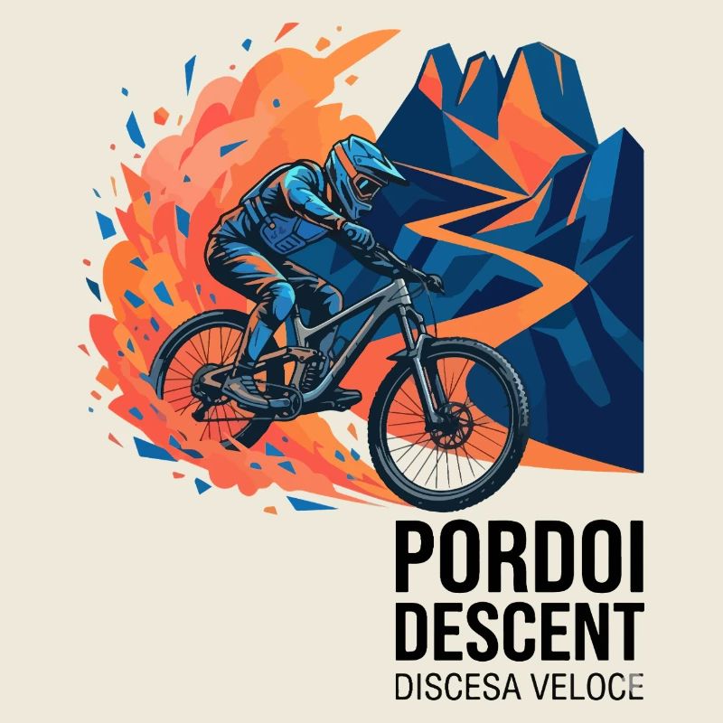 Pordoi Descent MTB Fast Action Modern Vector Art