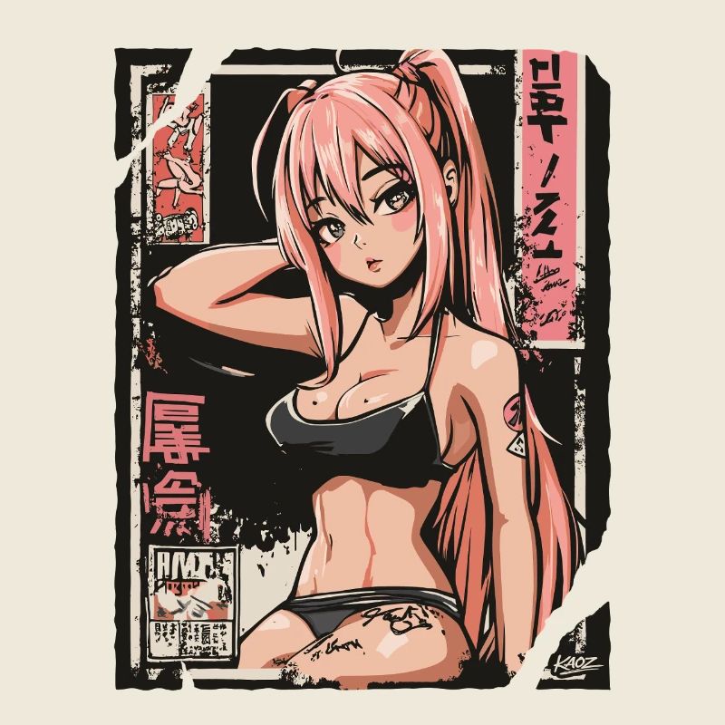Pink Haired Neon Pin-Up