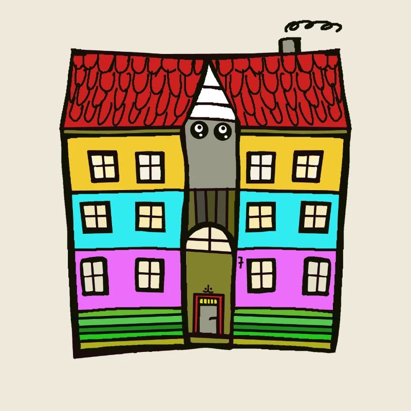 Buntes Haus Illustration Wohnhaus