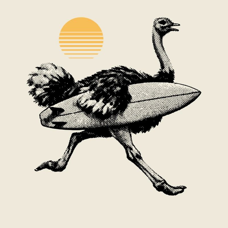 Strauß mit Surfbrett