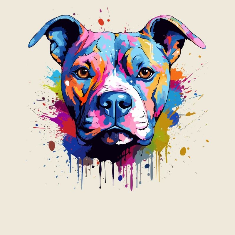 Splash Art Pitbull Hund Farbenfroh