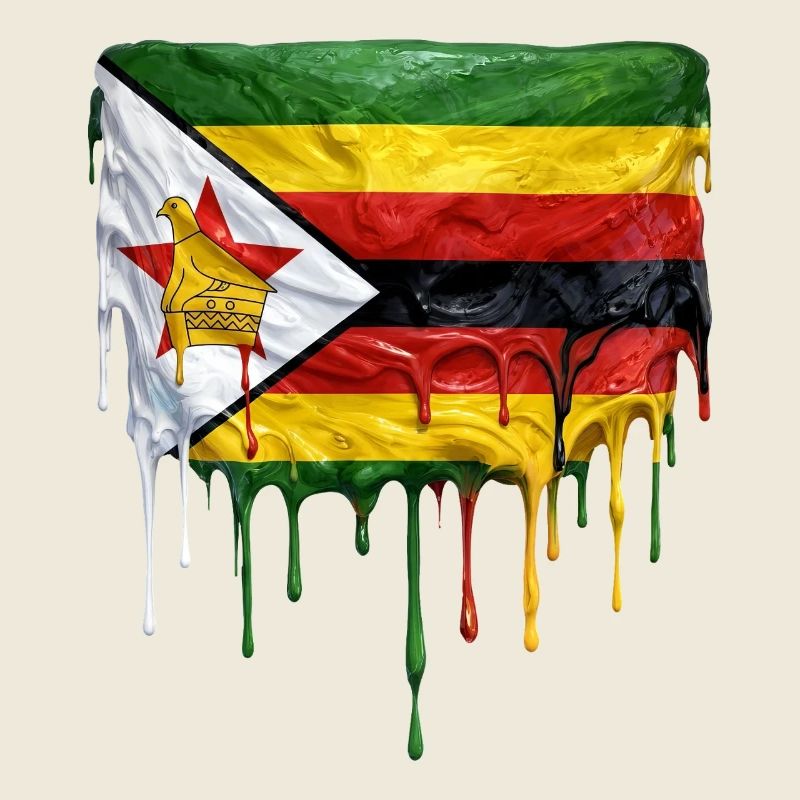Zimbabwe flag with dripping paint