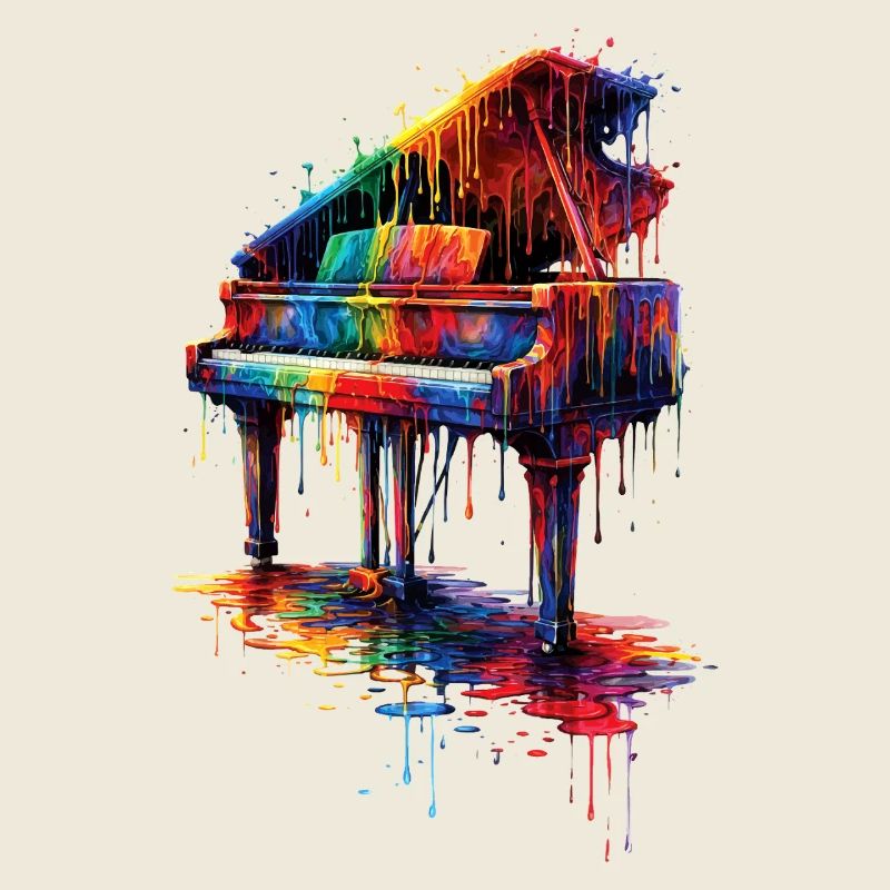 Piano with dripping paint