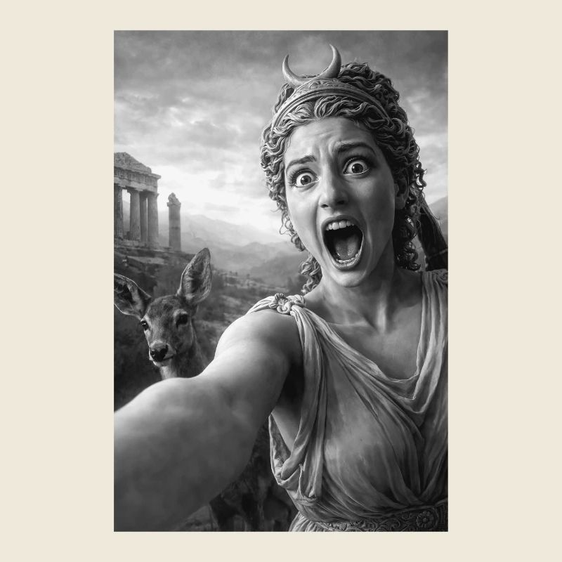 Artemis-Selfie mit einem Hirsch