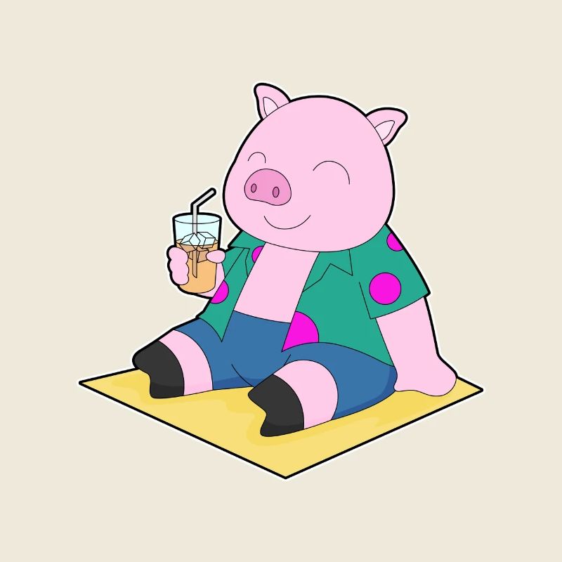 Schwein Strand Getränk Sommer