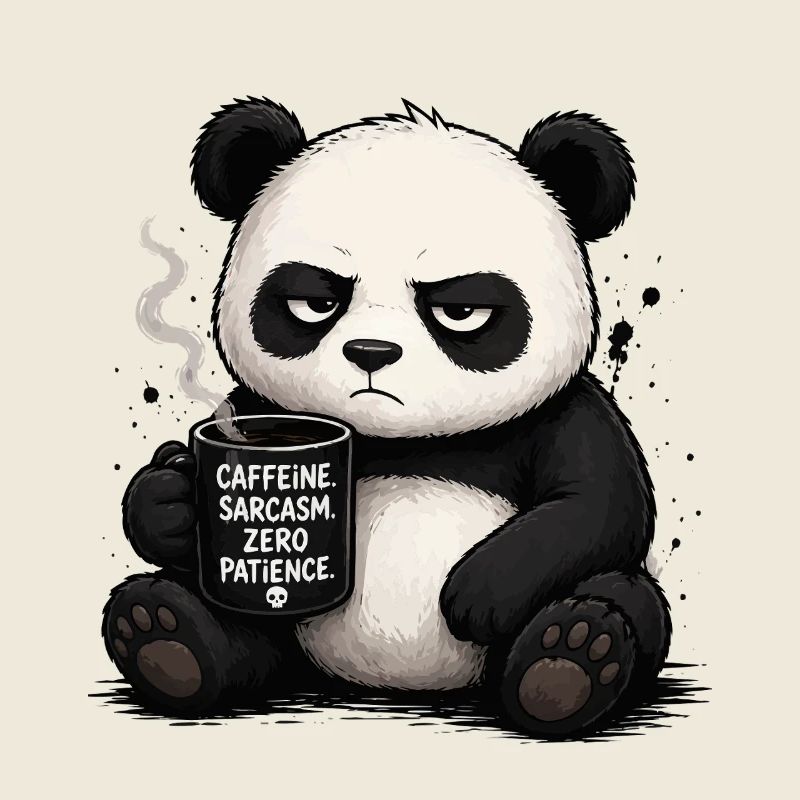 Kaffeepanda mit Sarkasmus