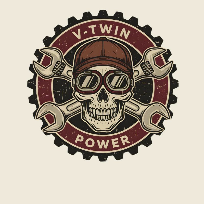 Motorcycle Biker V-Twin Motor Skull Skull Rocker