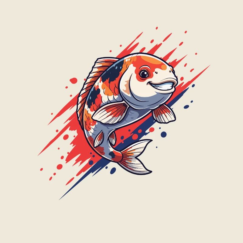 Style rouge bleu Koi-Splash