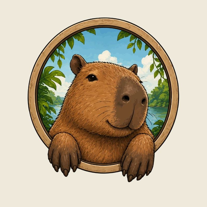 Cuddly capybara in frame
