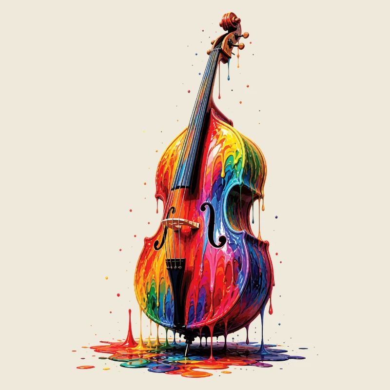 Double bass with dripping paint