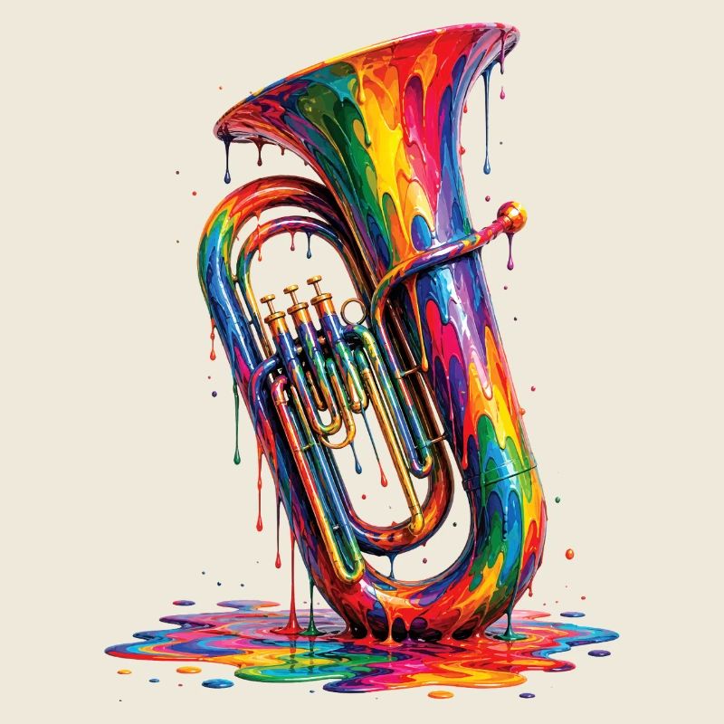 Tuba with dripping paint
