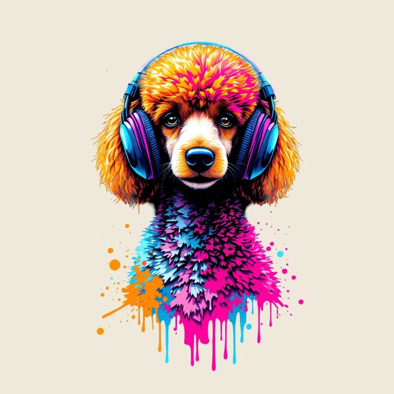 Caniche avec un casque