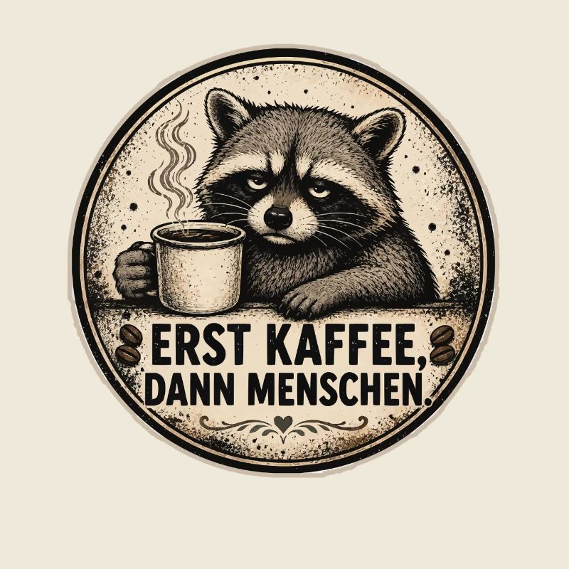 Erst Kaffee, Dann Menschen – Waschbär Vintage