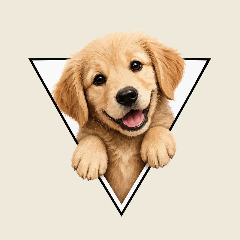 Dog pup in triangle frame