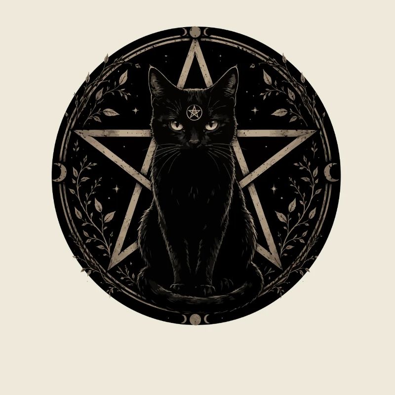 Chat de nuit dans le pentagramme