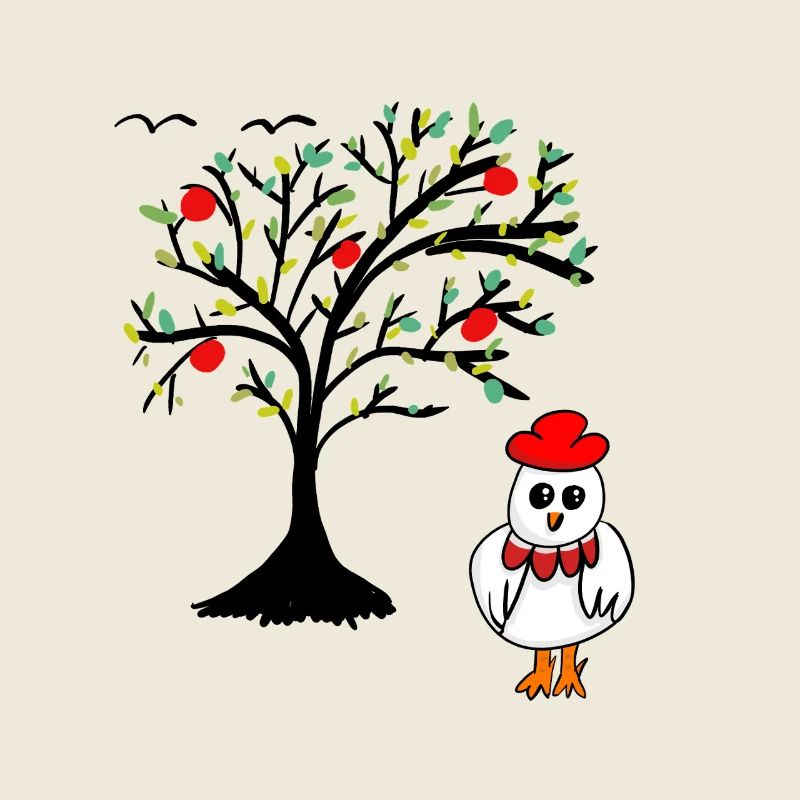 Apfelbaum Huhn Henne Hühner Baum 