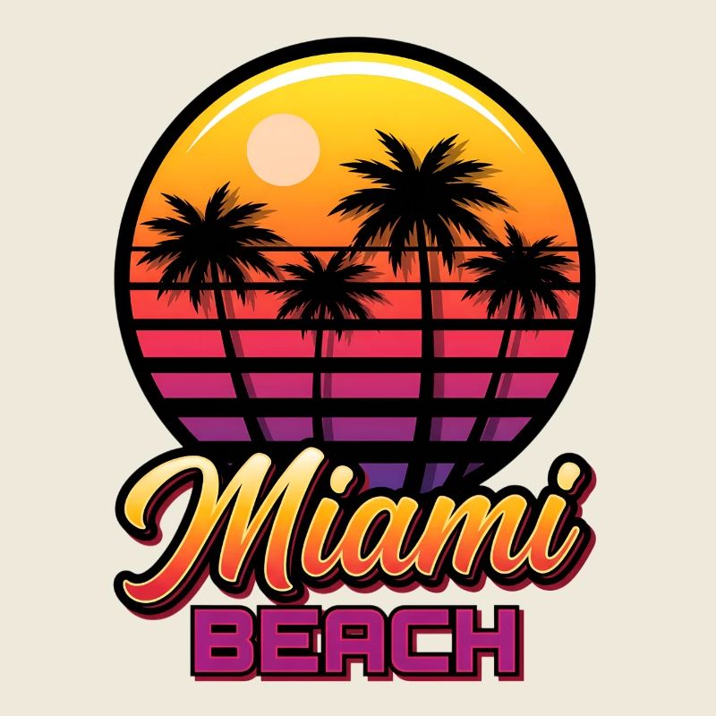 Coucher de soleil à Miami Beach avec des palmiers