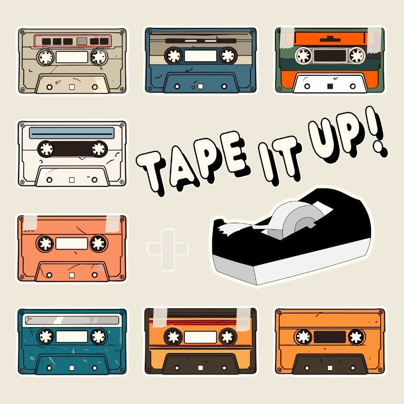 Tape it up Retro Cassettes Adhesive Strip Trick