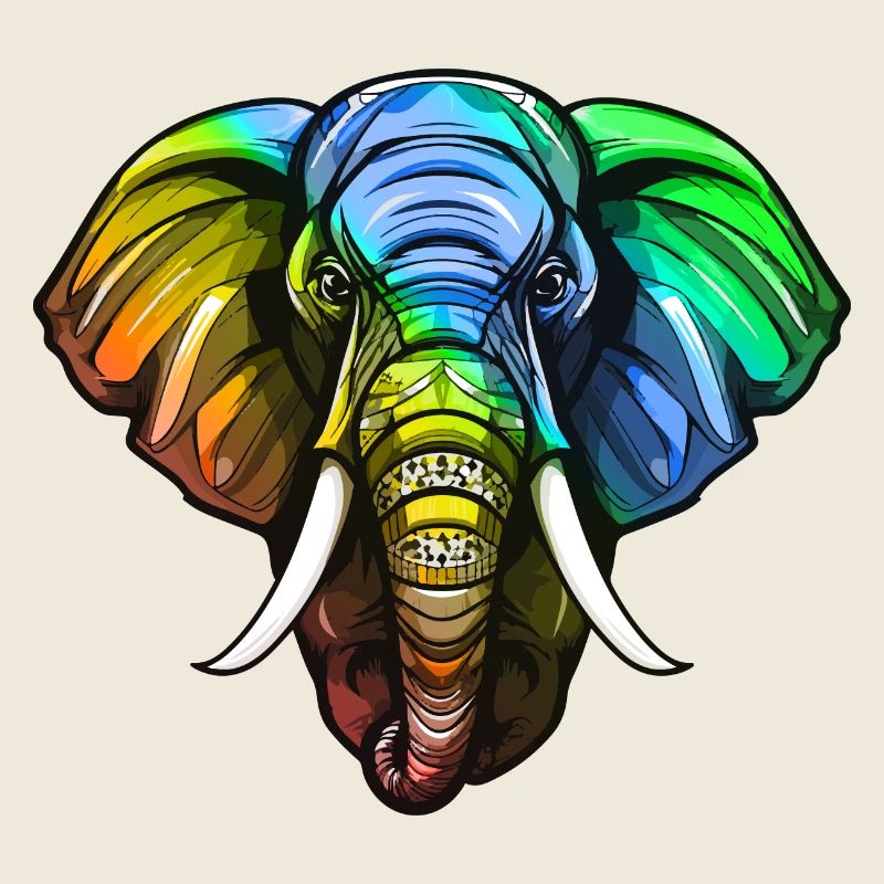 Tête D’éléphant Coloré