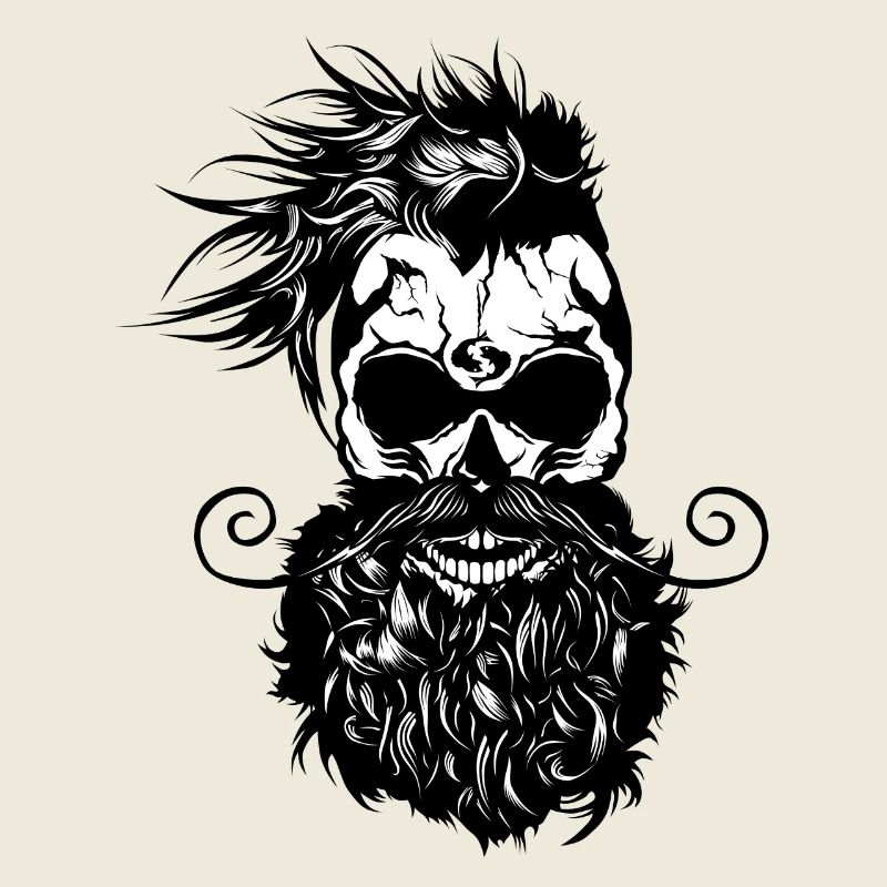 Kopf des Todes Hipster Schädel Bart Bart Schnurrbart s