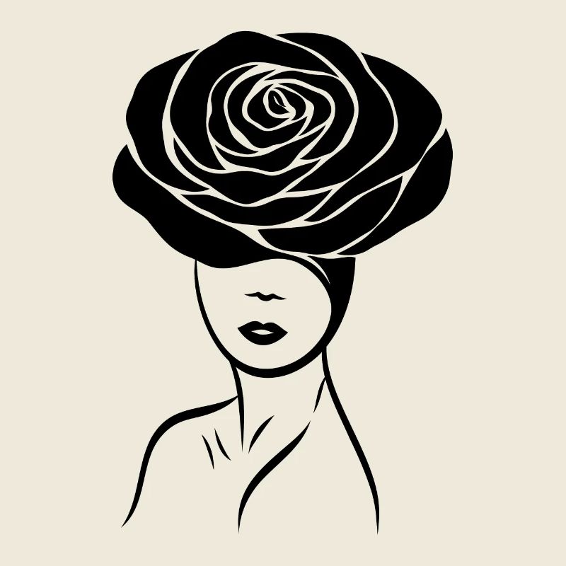 Fille / Dame avec une fleur (rose) sur la tête