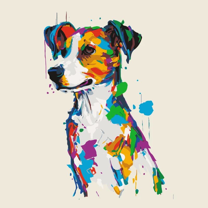 Bunter Hund mit Farbspritzern