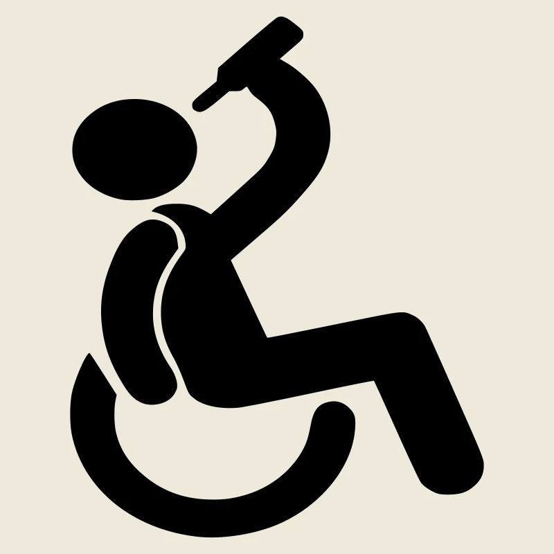 Trinkender Rollstuhlfahrer Humor-Symbol #
