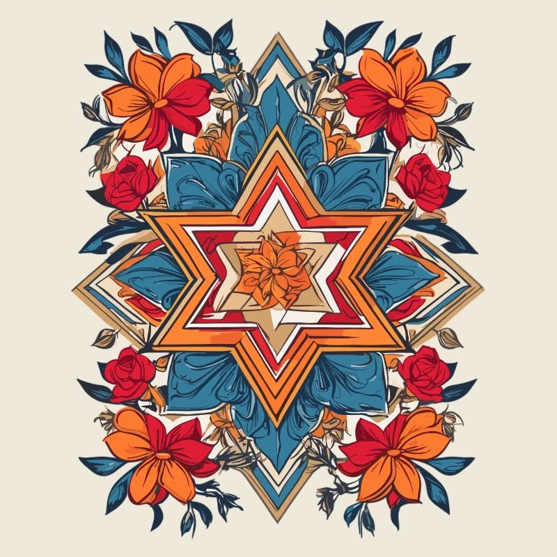 Étoile juive avec des fleurs