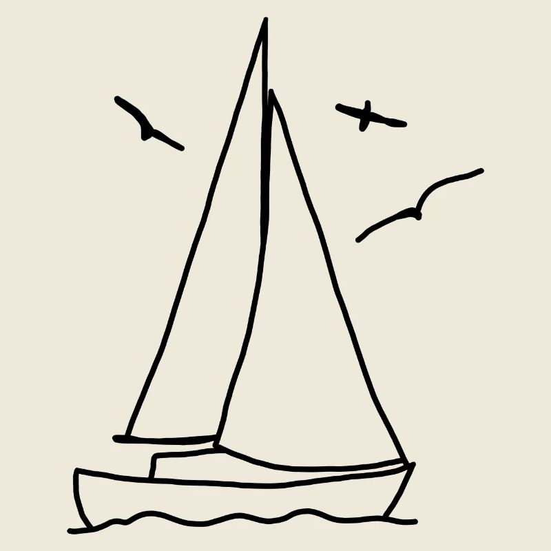Sailboat with seagulls